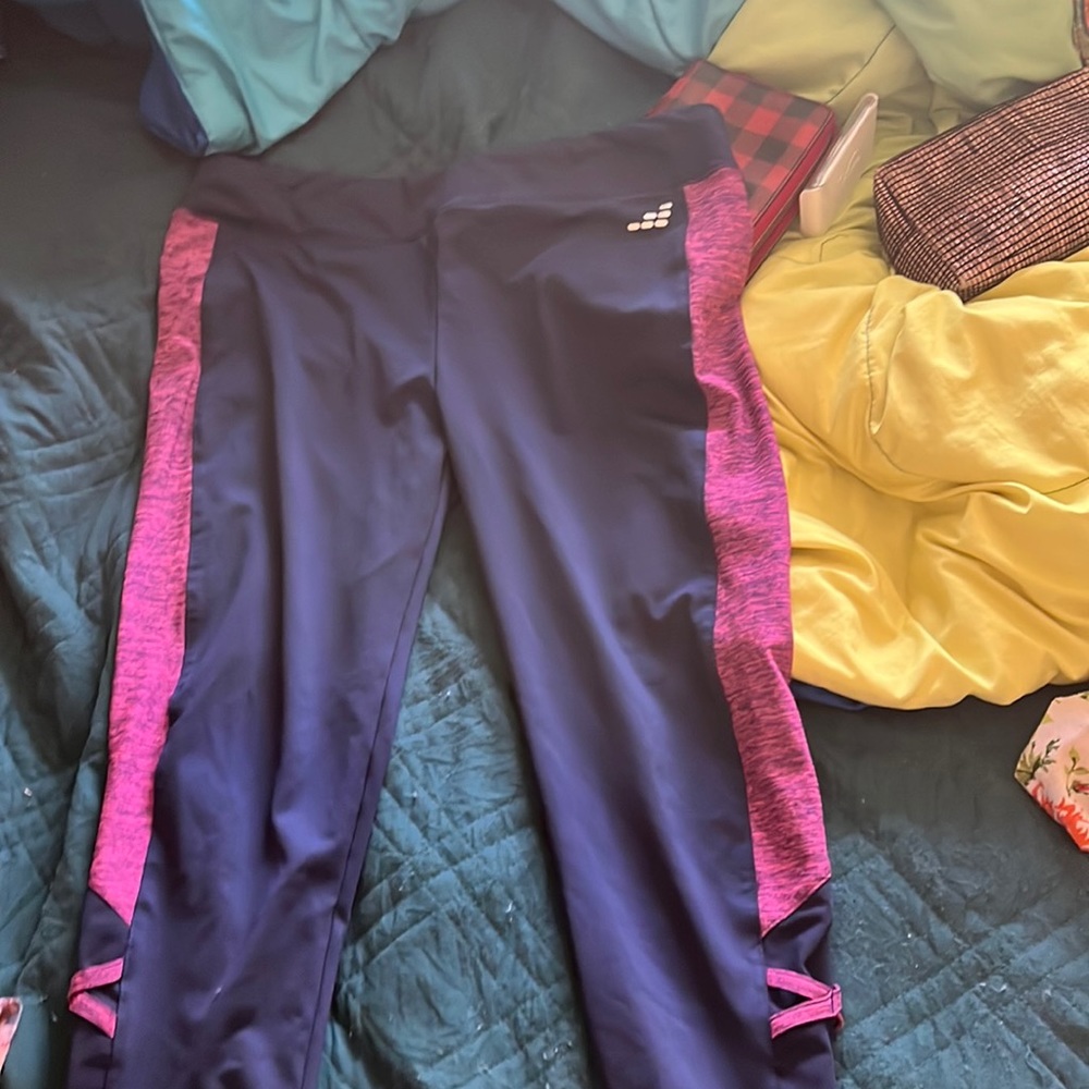 Navy blue and purple leggings